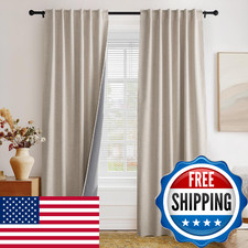 PONY DANCE Linen Textured 100 Blackout Curtains 95 inches Long for Bedroom Livi