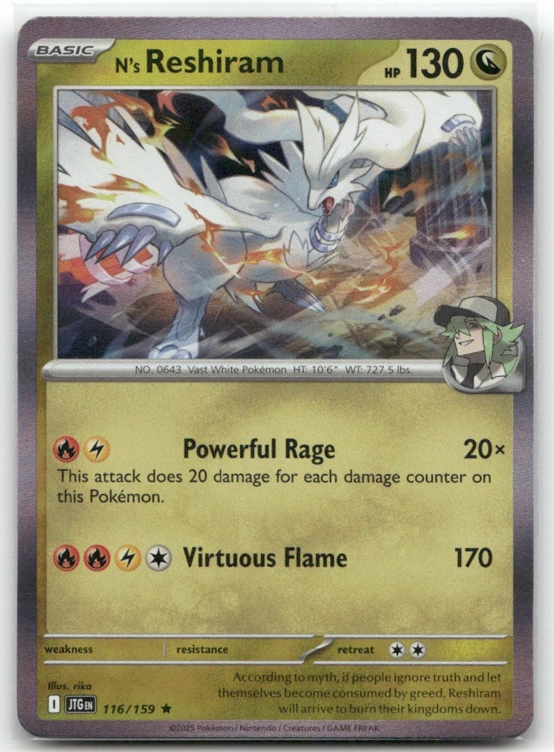 n's Reshiram 116/159 Holo Journey Together Pokemon TCG