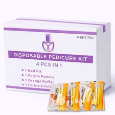 200Ct Disposable Pedicure Kit Nail File Buffer Pumice Toe Set