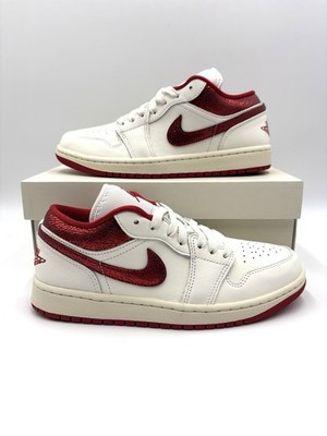 Nike Air Jordan 1 Low SE Ruby Red Sail White Sneakers HJ9338-106 Women's Size 8