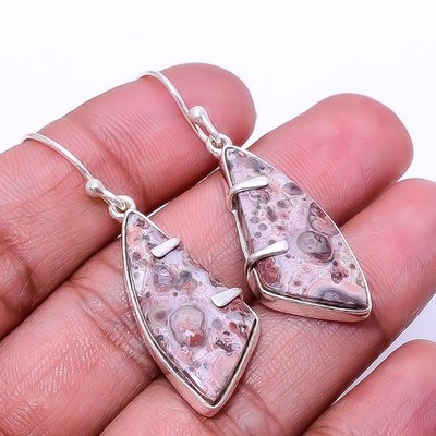 Natural Asteroid Jasper Designer 925 Sterling Silver Earring 1.76'' E42