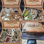 Vintage Jewelry Lot Cigar Box Full Wearable Estate Costume Mix Treasure 0219