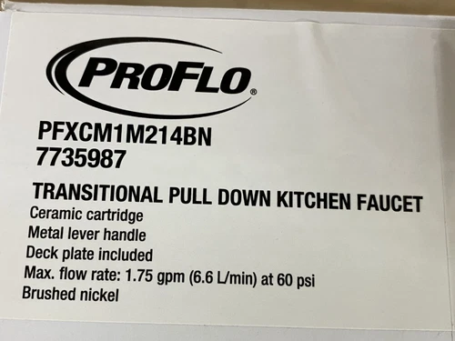 PROFLO PFXCM1M214BN 1.8 GPM Single Hole Pull Down Kitchen Faucet *READ* - Picture 3 of 3
