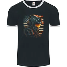 Futuristic USA Space Pilot Astronaut Mens Ringer T-Shirt FotL