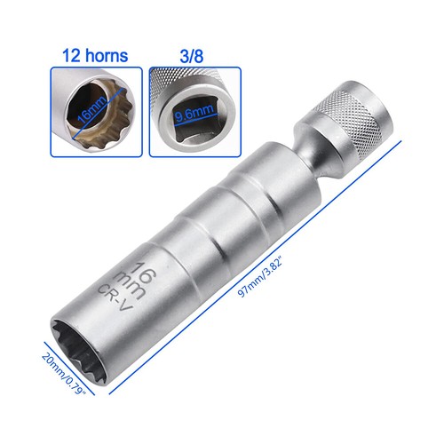 Magnet Zündkerzenschlüssel 14 16 mm 3/8" Zündkerzen Glühkerzen Zwölfkant Einsatz - Bild 10 von 10