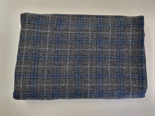 3 M Stoff Vitale Barberis in grau blau karo Wollstoff 87%SW/8%Seide/5%Elasthan