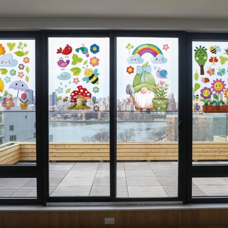 9Sheets Spring Window Clings Stickers Anticollision Window Stickers