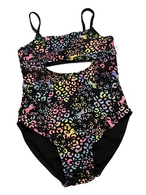 NWOT Roatan Swim Wear Black Tie Dye 1pc Swimsuit L 10 / 12