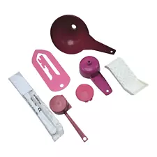 Tupperware Kitchen Gadgets Lot of 7 Funnel Spatula Zester Bookmark Pink White