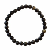 Obsidian Gold Kugel Armband 6 Mm Auf Stabilem Stretchband Aufgezogen