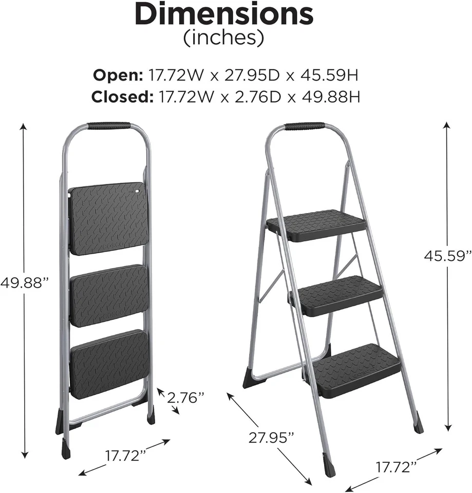 Steel 3 Step Stool Ladder with Rubber Hand Grip, Type III view 5