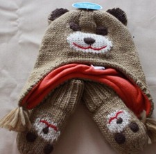 The Children  s Place Brown Bear Knit Hat  Mittens Set Toddler Size 4T - 5T