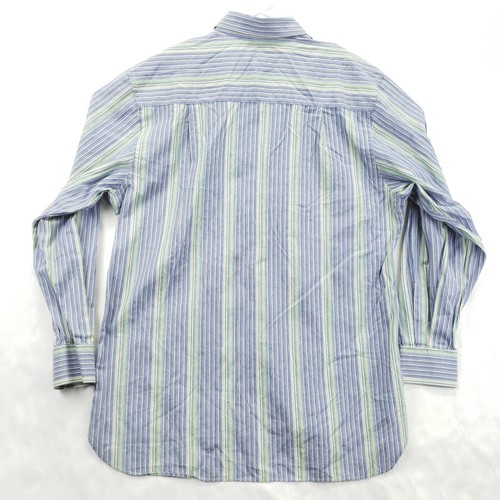 Ike Behar Shirt Mens Large Blue Green Striped Long Sleeve Classic Button-Up - Picture 2 of 11