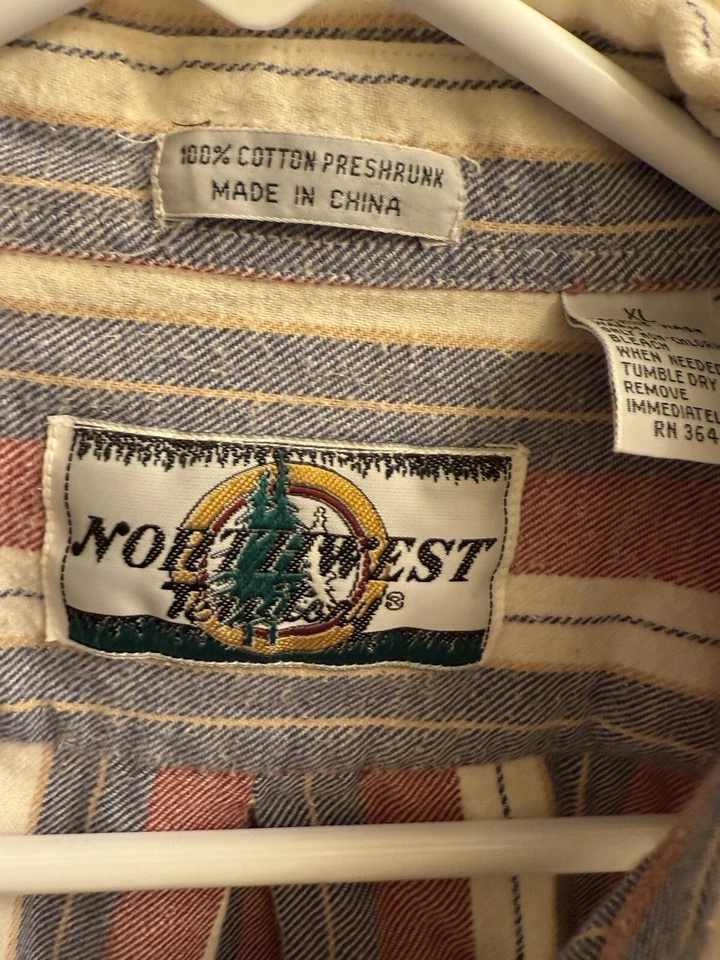 Vintage Northwest Territory Men's XL Striped Button Up Shirt 100% Cotton - Image 2 of 4
