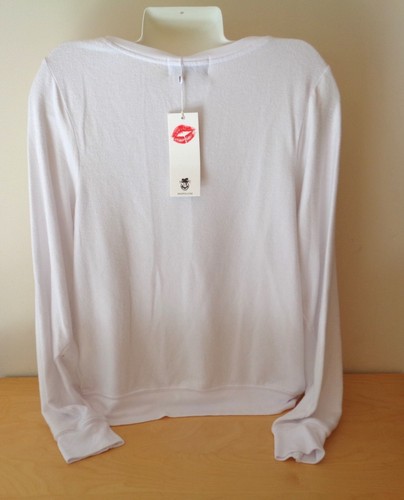 Top de playa holgado Wildfox I'm in No Shape to Workout blanco talla mediana NUEVO - Imagen 3 de 4
