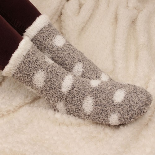 Super Soft Warm Microfiber Cozy Fuzzy Stripe/Polka Dot Socks Magenta - Picture 2 of 6