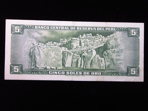 Peru 5 Soles de Oro 1969 unc Inca Pachacutec Banco Central Reserva Geld h2918 - Bild 3 von 3