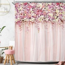 Pink Bridal Floral Shower Curtain for Bathroom 72"W x 72"L Pack of 1 03pink