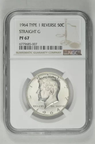 1964 Type 1 Straight G 50c Silver Proof Kennedy Half Dollar NGC PF 67 New Holder