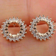0.60Ct Lab-Created Diamond Push Back Cluster Stud Earrings 14K Rose Gold Finish