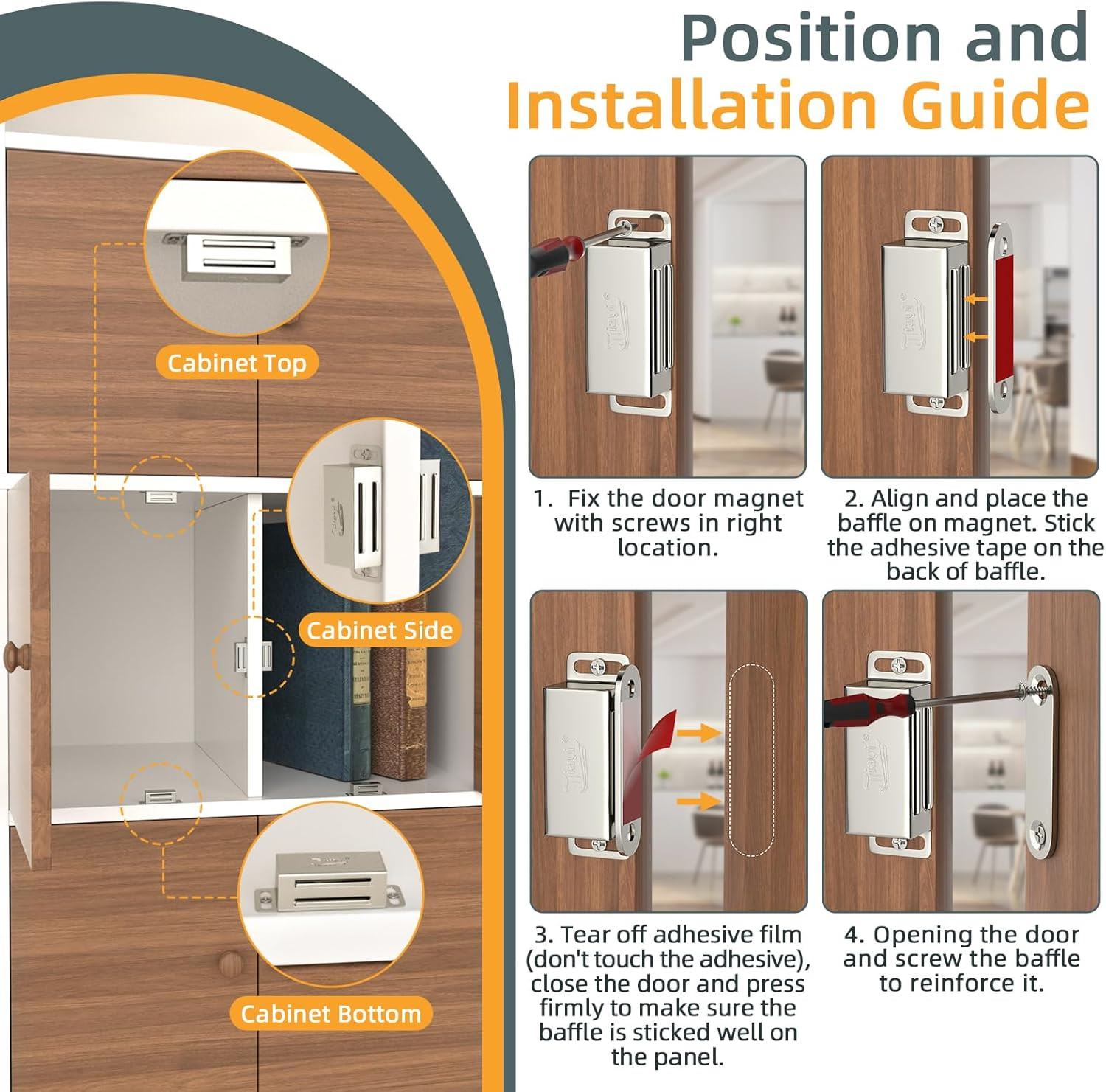 Cabinet Magnets  12 Pack Magnetic Door Catch Stainless Steel Kitchen Cabinet Mag