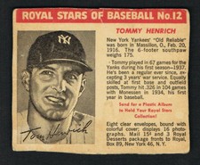 Royal Desserts Baseball Card 1950-1952   No.12   Tommy Henrich