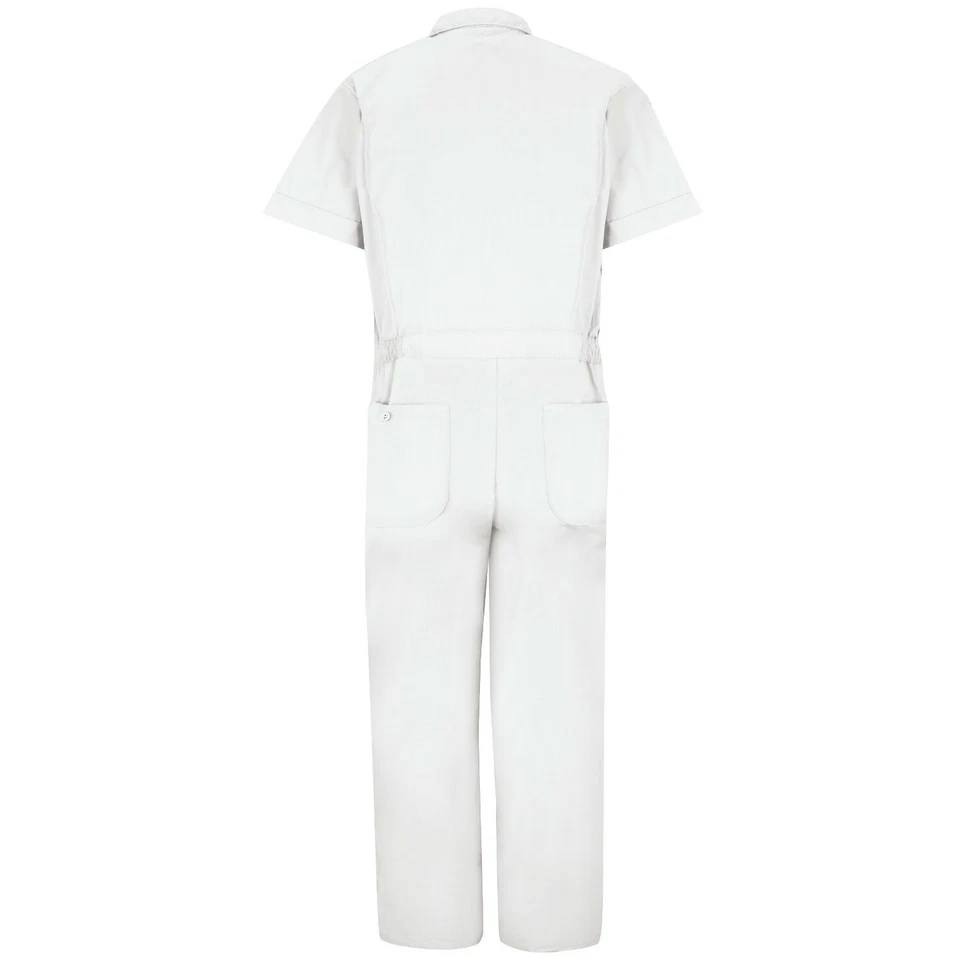 Red Kap Speedsuit White Short Sleeve  Men's Zip-Front Work Coverall Action Back - Image 3 of 4