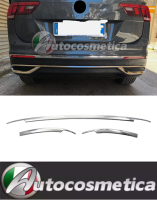 Protezione Paraurti Cromata Per VW Tiguan (2016-2023) – Rivestimento In Acciaio Inox Con Nastro Adesivo 3M, Facile Da Installare