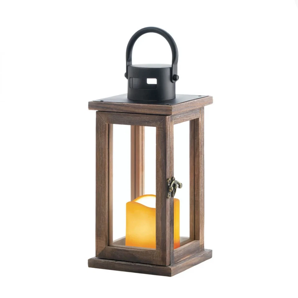 Wooden Lodge Lantern with LED Candle Light - Image 4 of 4
