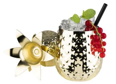 Trink-Becher Partybecher PINEAPPLE aus Edelstahl Farbe Gold 500 ml