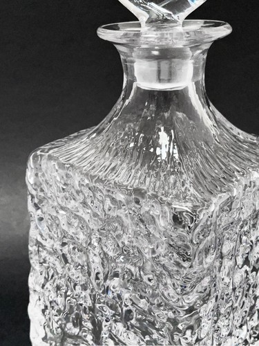 BOTELLA DECANTADORA DE CRISTAL GLACIAR WHITEFRIARS MEDIADOS DE SIGLO VIDRIO ARTE BRITÁNICO MODERNO - Imagen 5 de 8