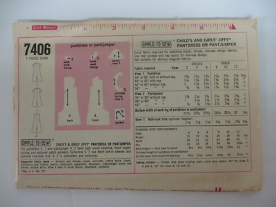 Vintage 60's Simplicity 7406 PANT-DRESS or PANT-JUMPER Sewing