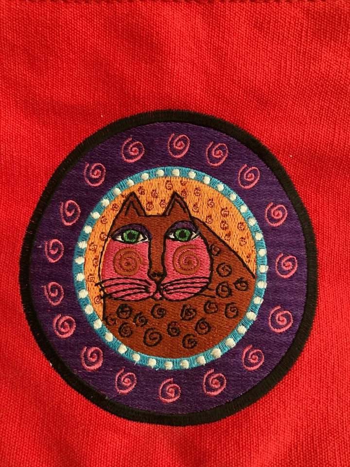 Bolso Bandolera Laurel Burch Cat Pequeño de Lona ROJO ROSA Foto 2 de 4