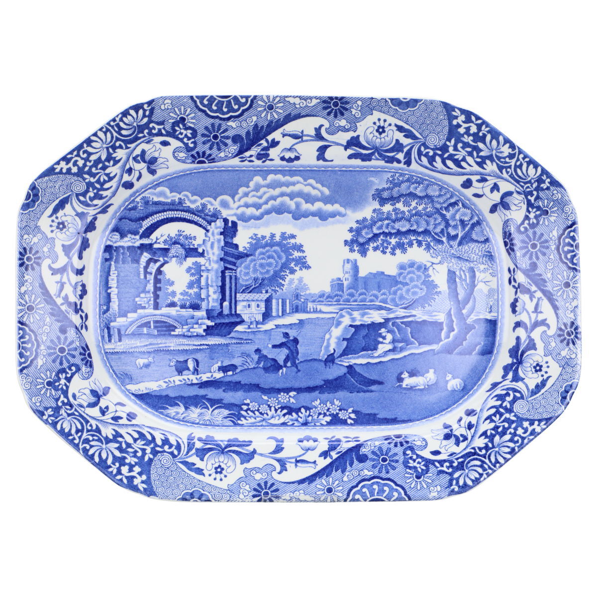 Fleischplatte mittelgroß Spode Copeland Blue Italian