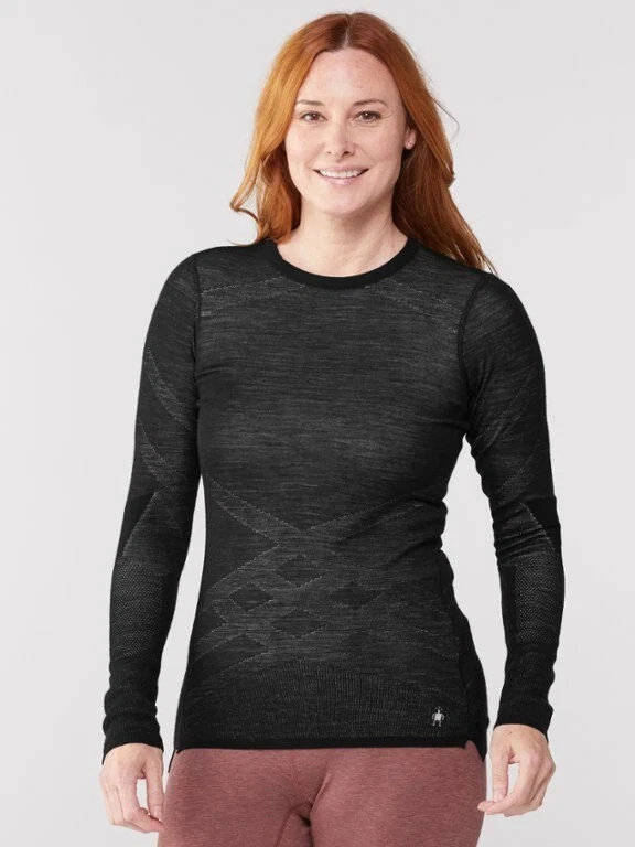 NWT $140 Smartwool Black White Intraknit M200 1/4 Zip Merino Base Layer Women (M
