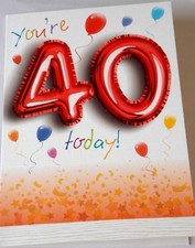 40th Birthday Card. You're 40 Today. Card Ovation Cards. Balloons Range.