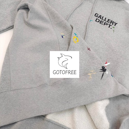 BEBETA GDEPT GRAY HAND PAINTED HOODIE SWEATSHIRT PULLOVER SPORTS HOODED JUMPER - Picture 3 of 7