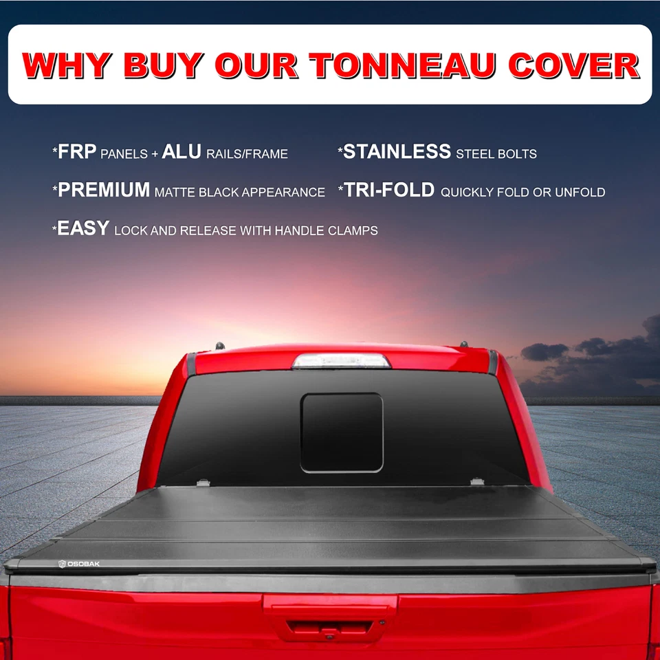 6' Hard Tri Fold Tonneau Cover for 94-10 MAZDA B2300 B2500 B3000 B4000 Truck Bed - Imagem 2 de 4