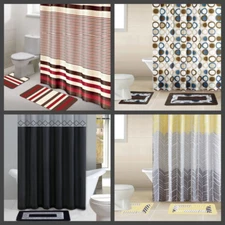 15pc design printed bathroom bath mat set rug fabric or 4pc ceramic accesories