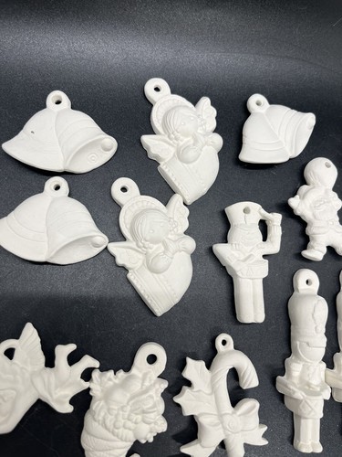 38 ornamenti in ceramica con marchio vuoto 1975 vintage pronti da dipingere - Foto 9 di 12