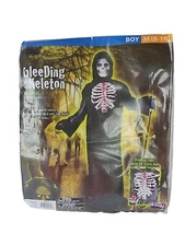 Bleeding Skeleton Costume Halloween Costume  Boys M 8-10 Grim Reaper Blood Pump