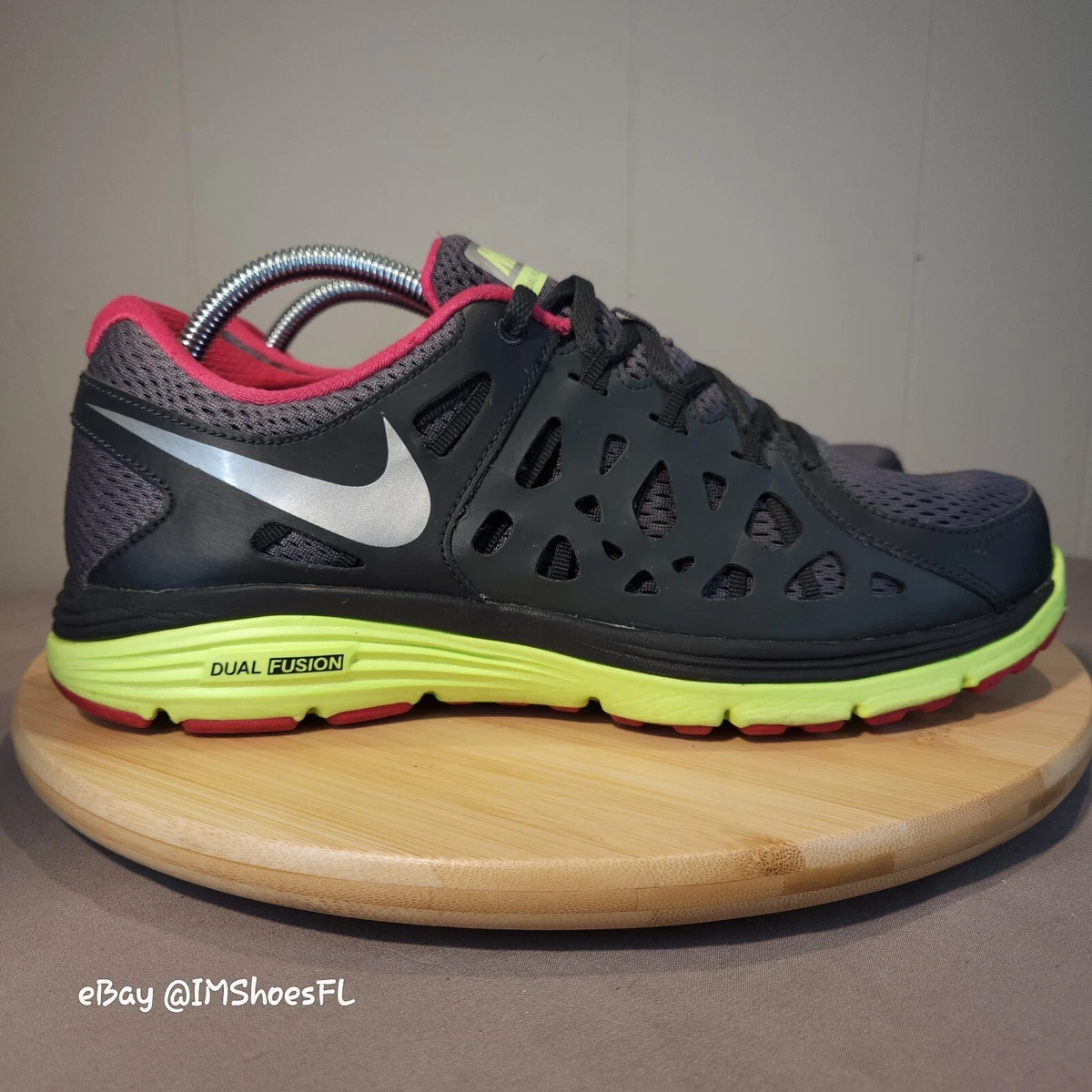 Nike Dual Fusion Run 2 Gray/ Yellow Neon Running Shoes - Men’s Size 9 Nike Dual Fusion Run 2 Wolf Grey (GS) - 599801-007 - US main image 4
