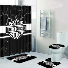 Harley Davidson Legendary Motorcycle Black Style Shower Curtain or Bathroom Sets