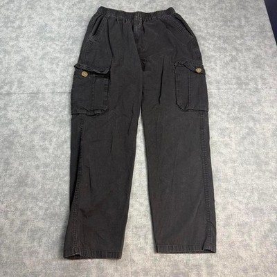 Black Cargo Pants Elastic Waist Size M/L