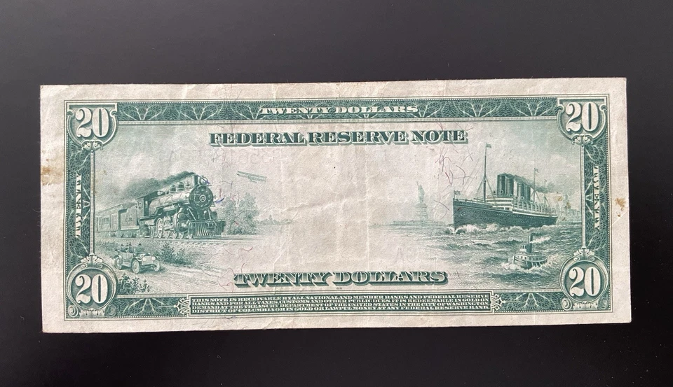 1914 $20 Chicago Federal Reserve Note - VF+ or XF - Fr. 983a - Image 2 of 2