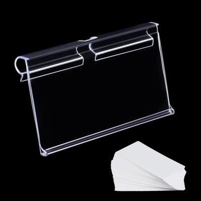 80pcs Plastic Label Holder Retail Sign 1.65H*3.15L inch / 4*8 cm, Transparent