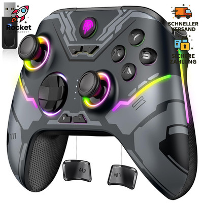 EasySMX X15 PC Controller Wireless mit 7 RGB Licht, Gaming Controller mit Hall