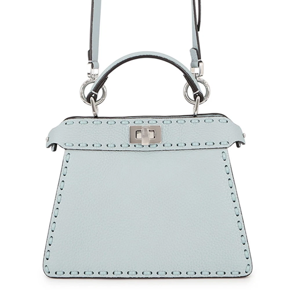 Fendi — FENDI Peekaboo Selleria I see you Size Petit Leather Light Blue 8BN335