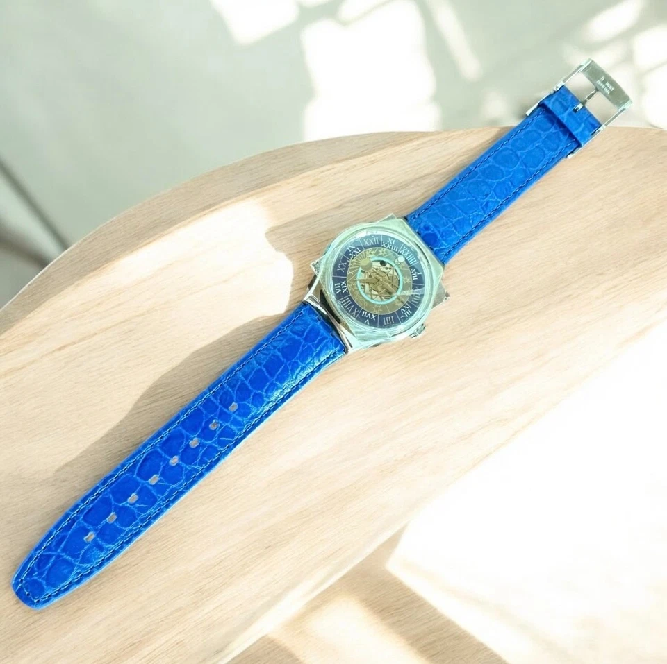 Swatch Tresor Magique SAZ 101 Automatic Platinum 1993 Blue Mens Watch - Image 3 of 4