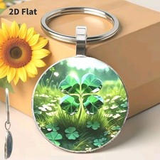 4 Leaf Clover Lucky St. Patrick's Day Keychain Keyring Handbag Purse Bag Charm